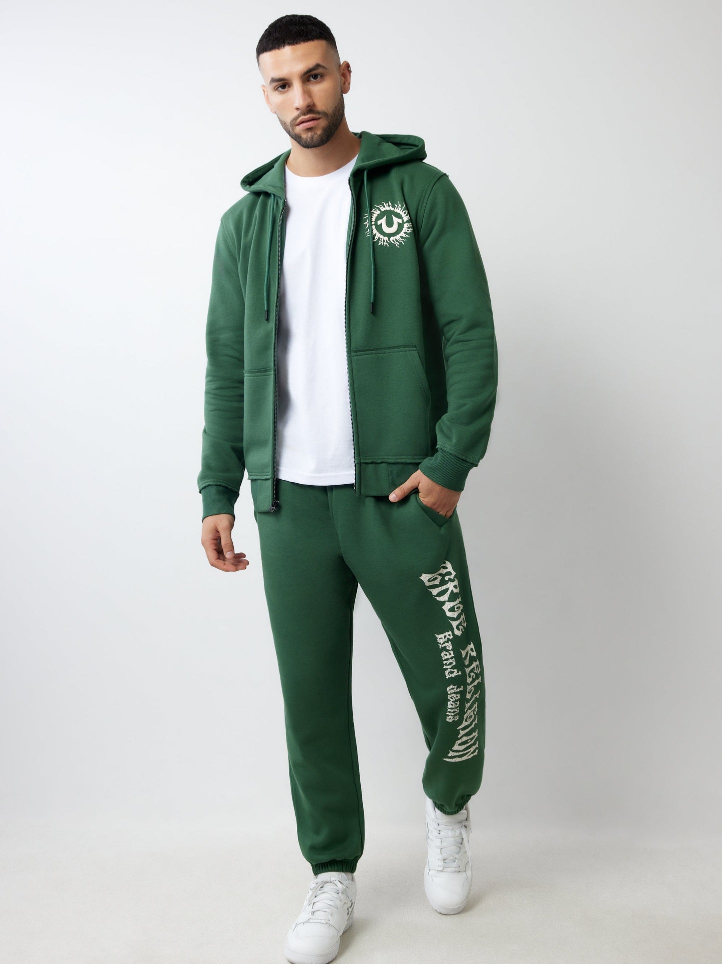 True Religion Blazing Tour Applique Zip Hood Dark Green