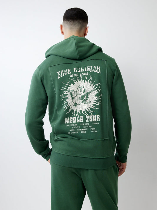True Religion Blazing Tour Applique Zip Hood Dark Green