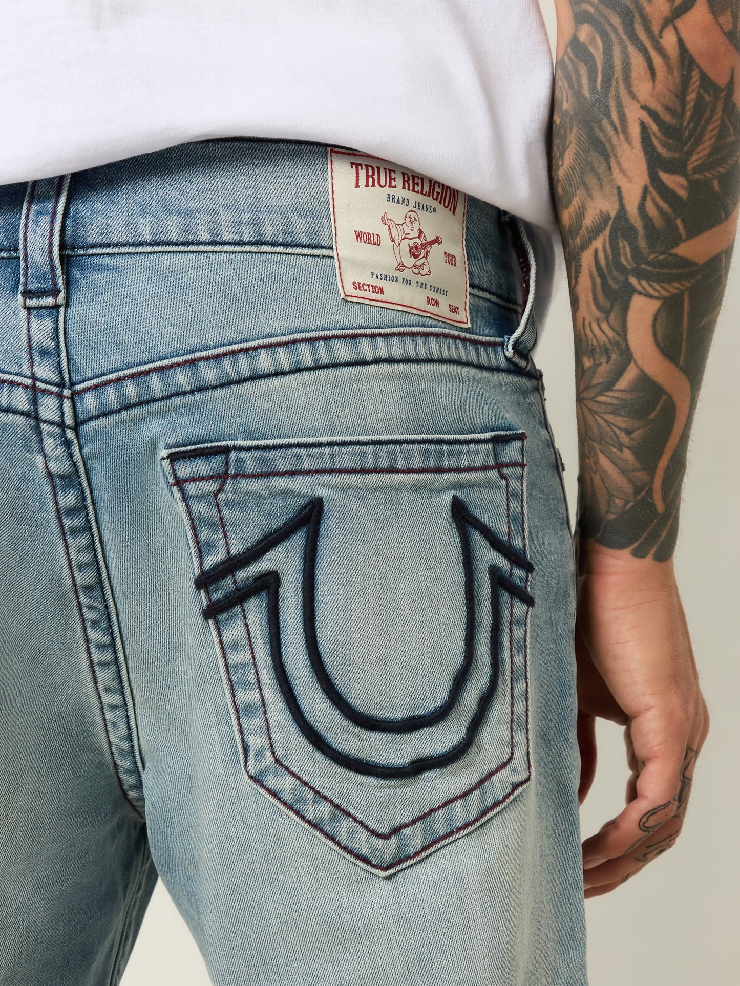 True Religion Geno Sn No Flap Raised Logo Cameo Light Wash