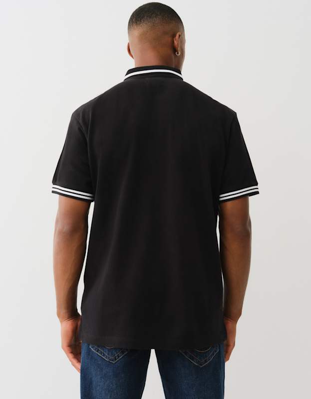True Religion Ss Buddha Patch Polo Jet Black