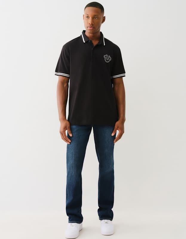 True Religion Ss Buddha Patch Polo Jet Black