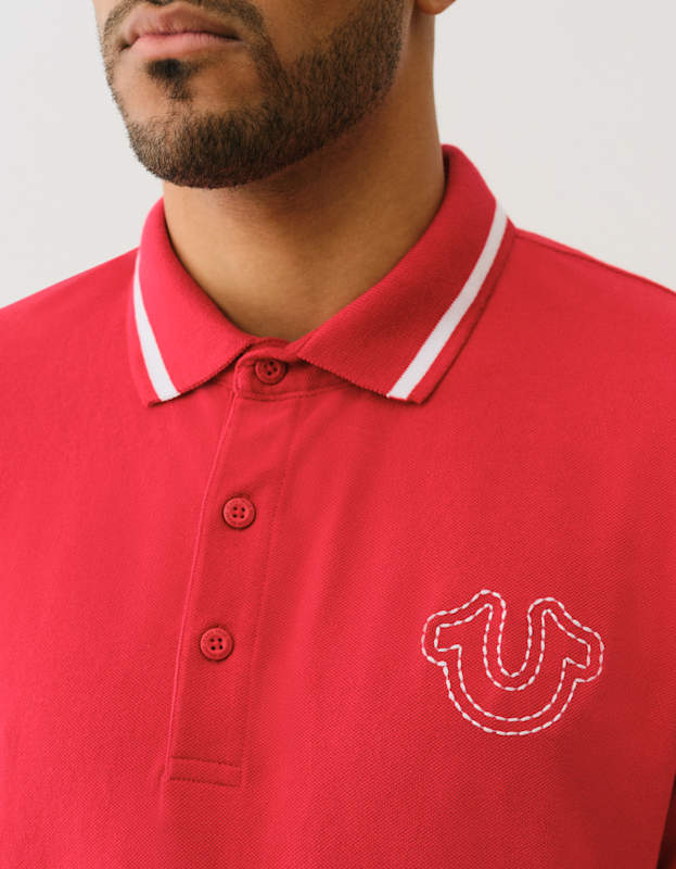 True Religion Ss Buddha Patch Polo Trv Red