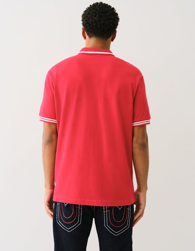 True Religion Ss Buddha Patch Polo Trv Red
