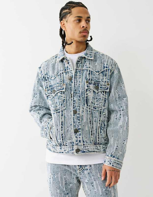 True Religion Ovr Dtrs Jacqrd Ropestitch Jkt City Lights Light Wash