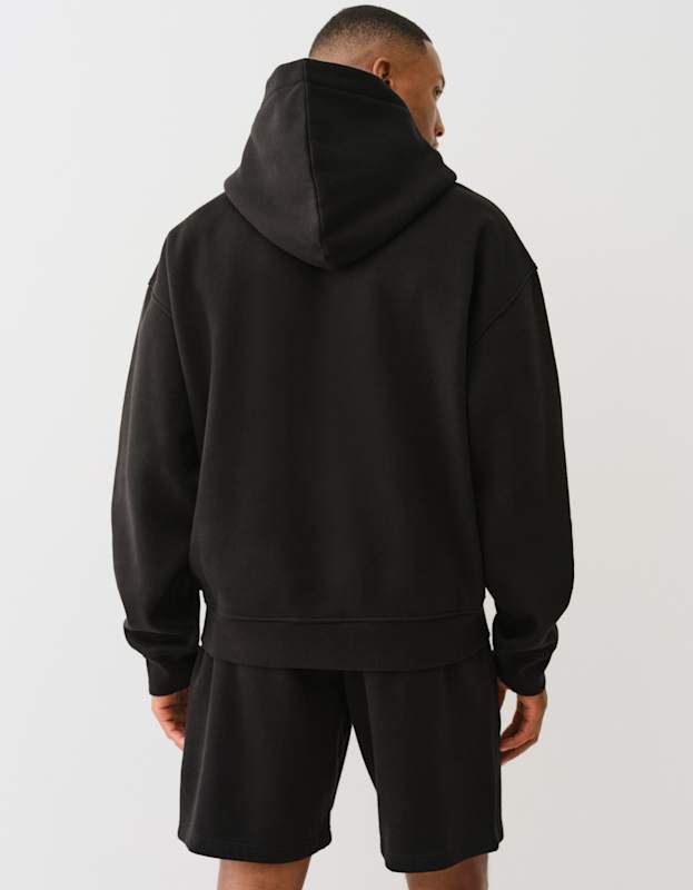 True Religion Cinched Applique Pullover Hood Jet Black