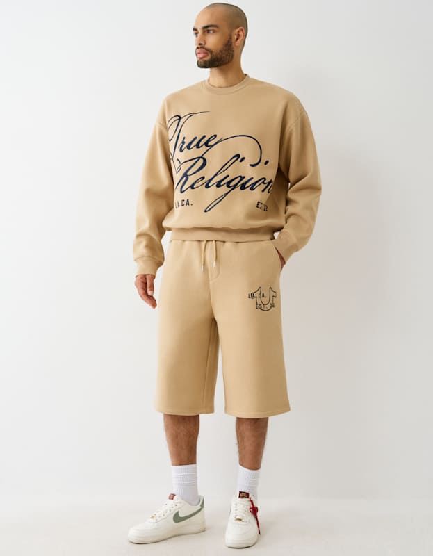 True Religion Long Sweatshorts Travertine