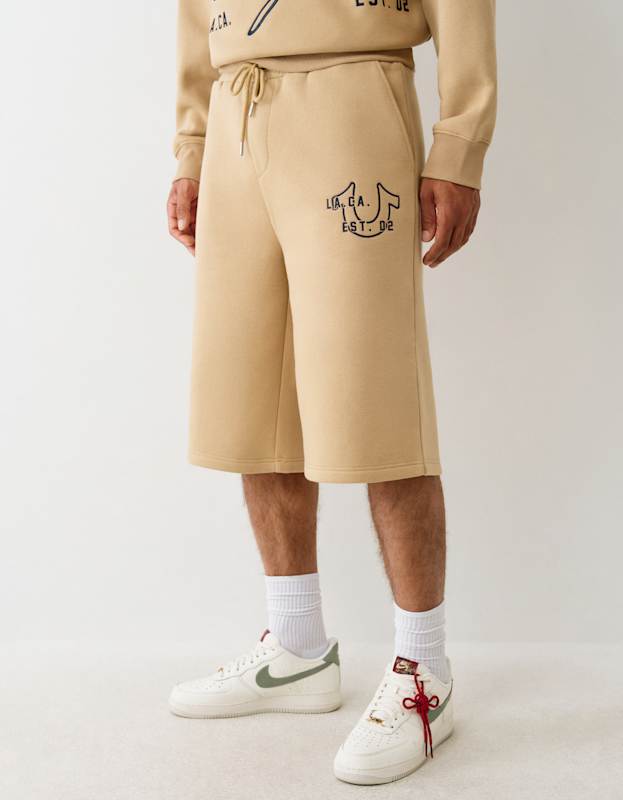 True Religion Long Sweatshorts Travertine