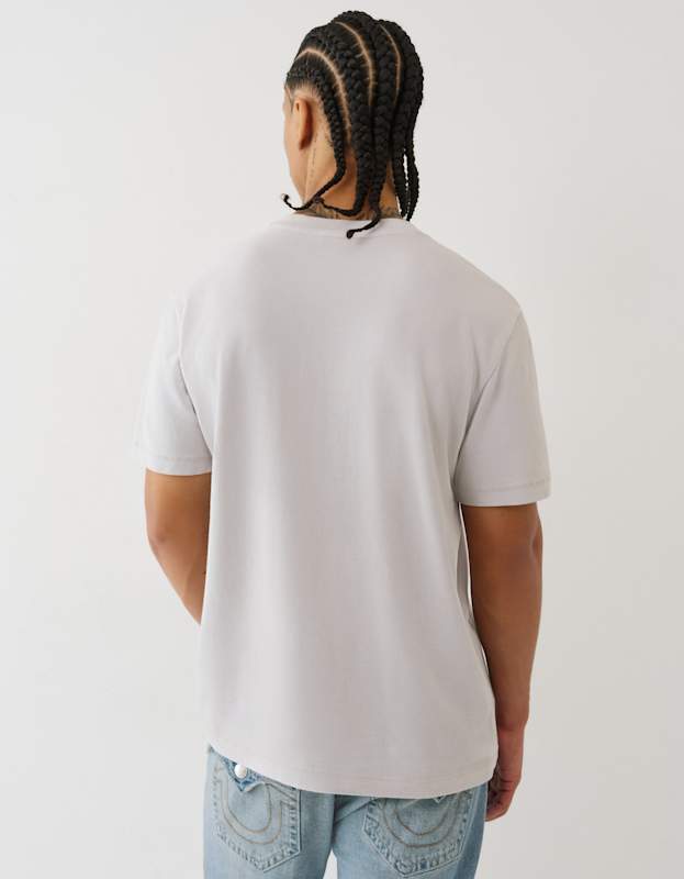 True Religion Ss Pique Mineral Patch Henley Quiet Grey
