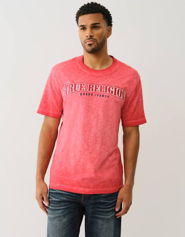 True Religion Ss Embro Arch Logo Tee Trv Red