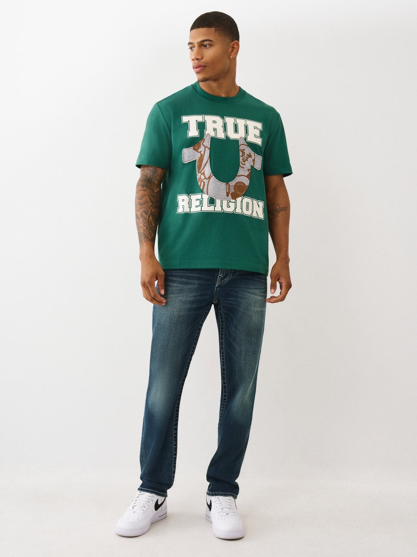 True Religion Terry Applique Tee Evergreen
