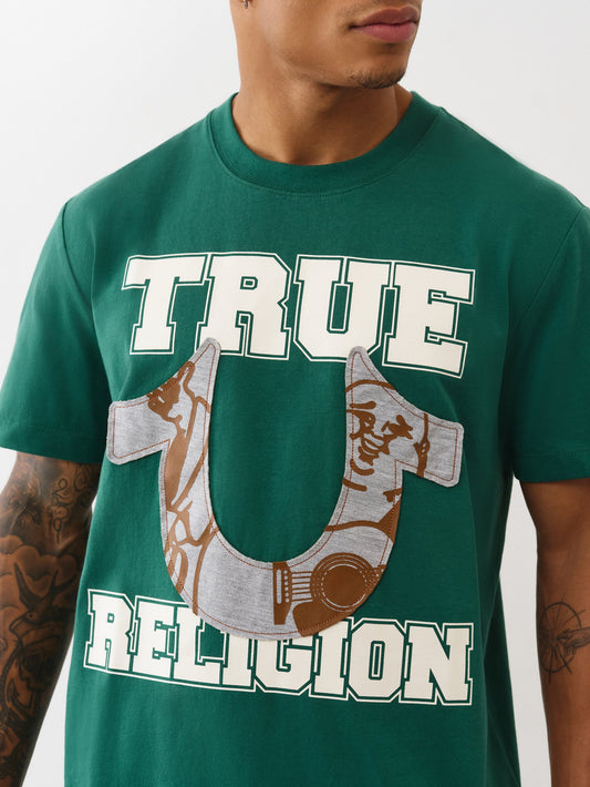 True Religion T-Shirt Terry Applique Evergreen