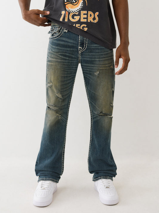 True Religion Ricky Super T Flap 34In Menswear Dark Wash With Rips