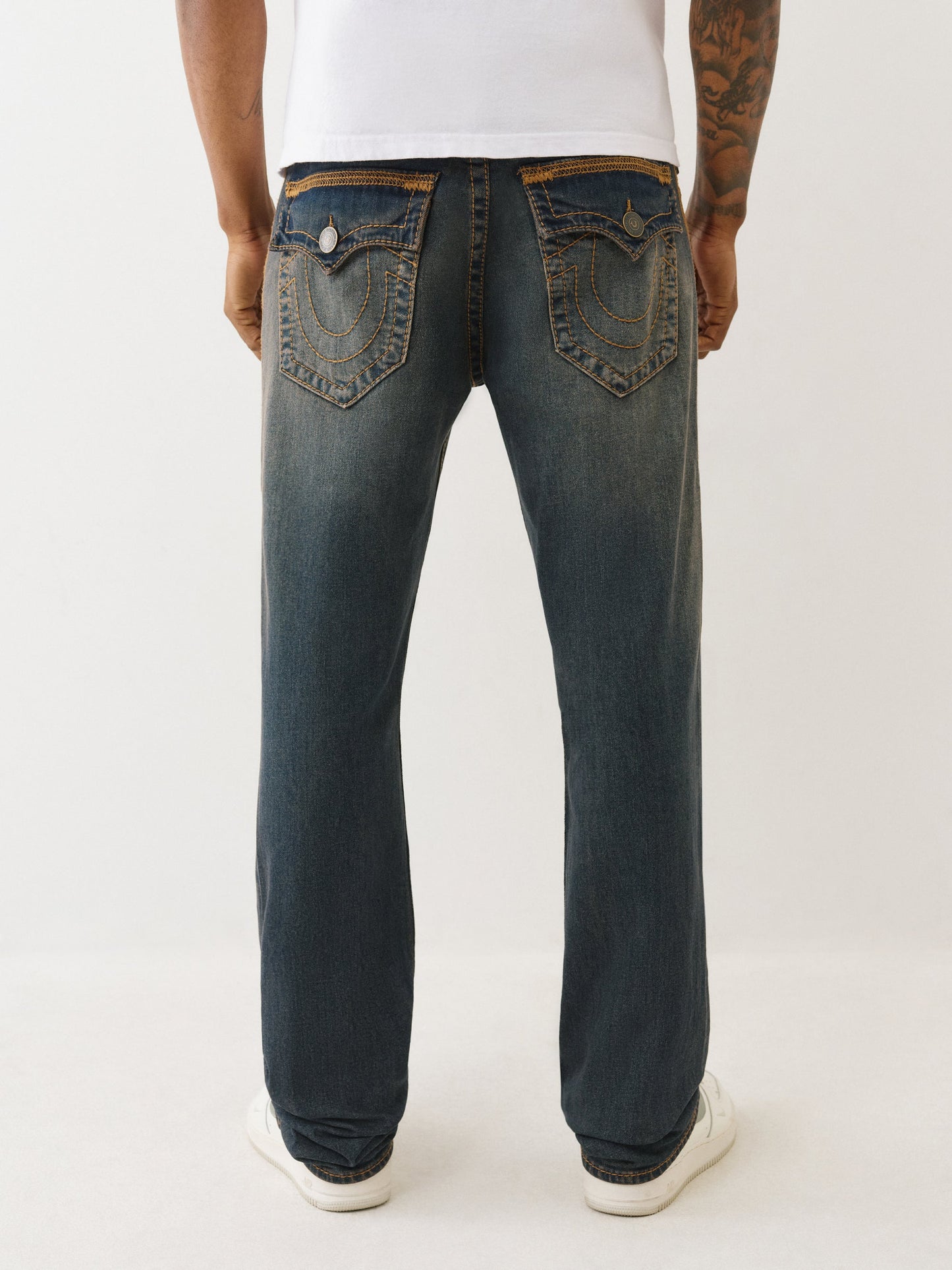 True Religion Jeans Super Flatlock Ricky Flap 34In Greenland Dark Wash