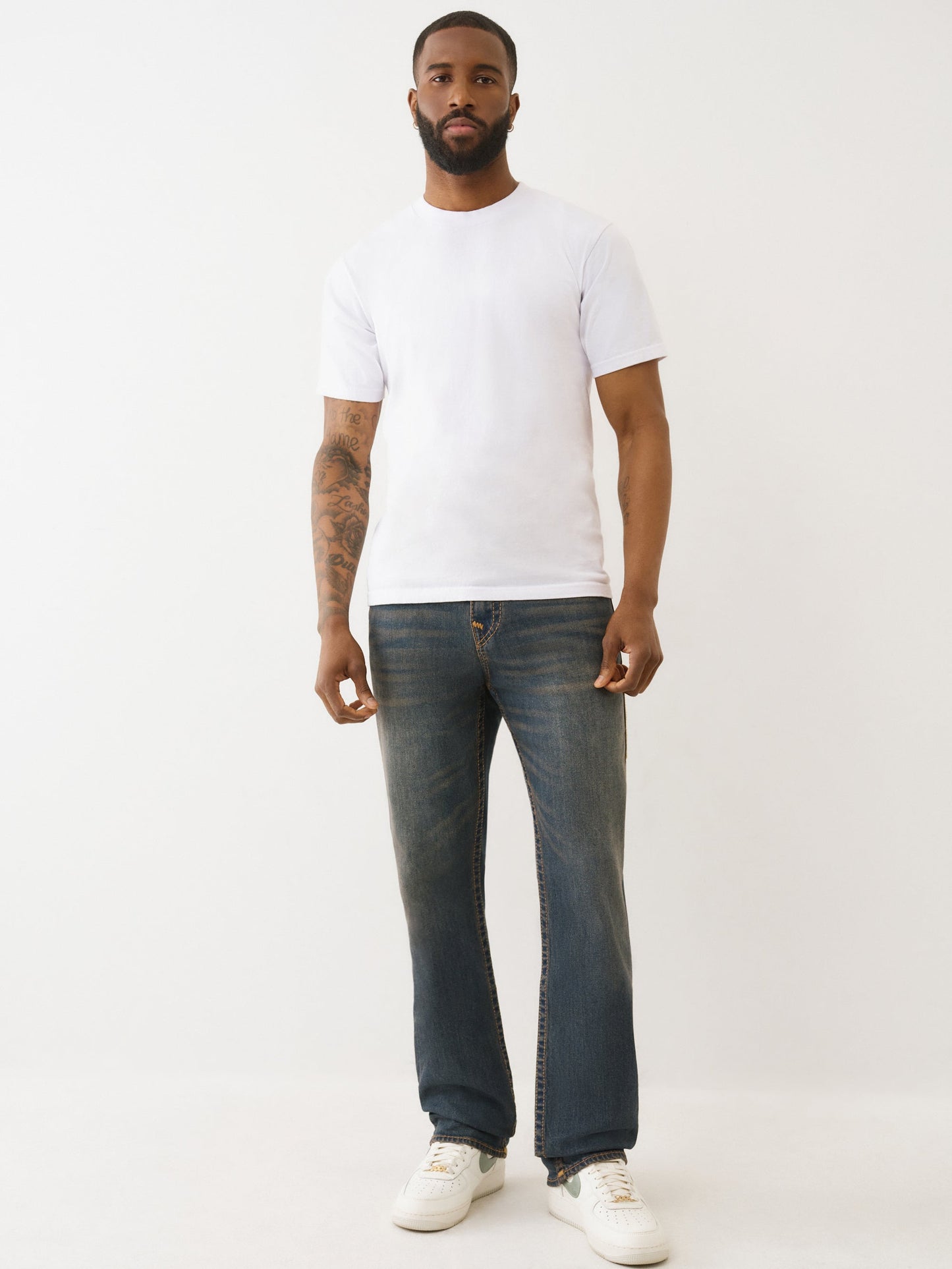 True Religion Jeans Super Flatlock Ricky Flap 34In Greenland Dark Wash