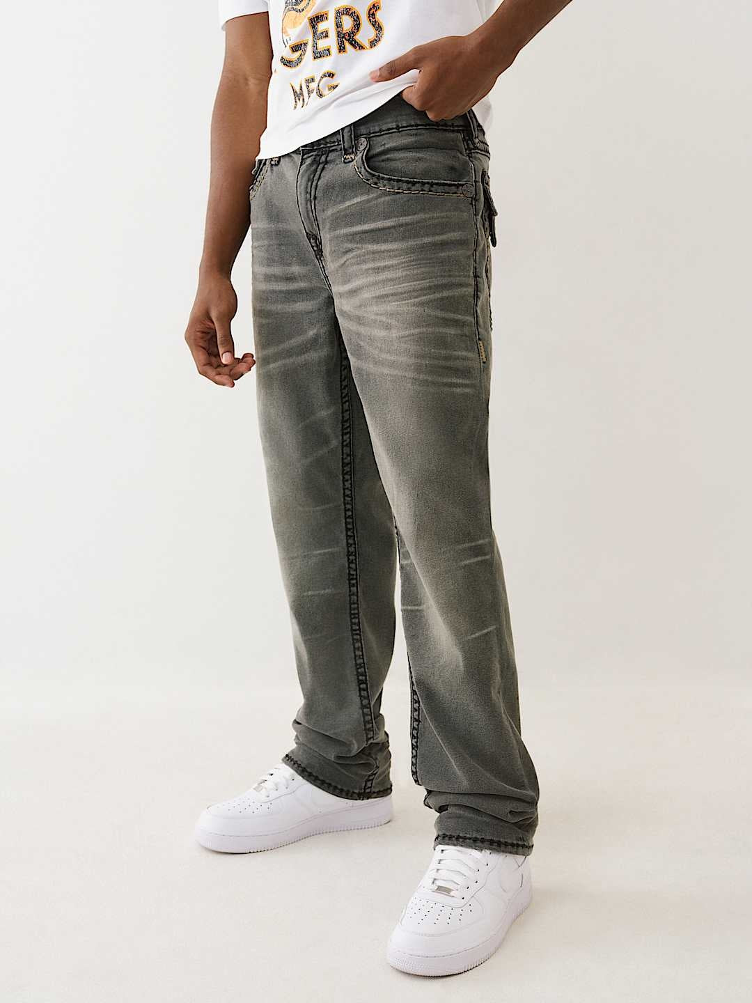 True Religion Jeans Bobby Super T Flap 32 In Vintage Haul Grey Wash