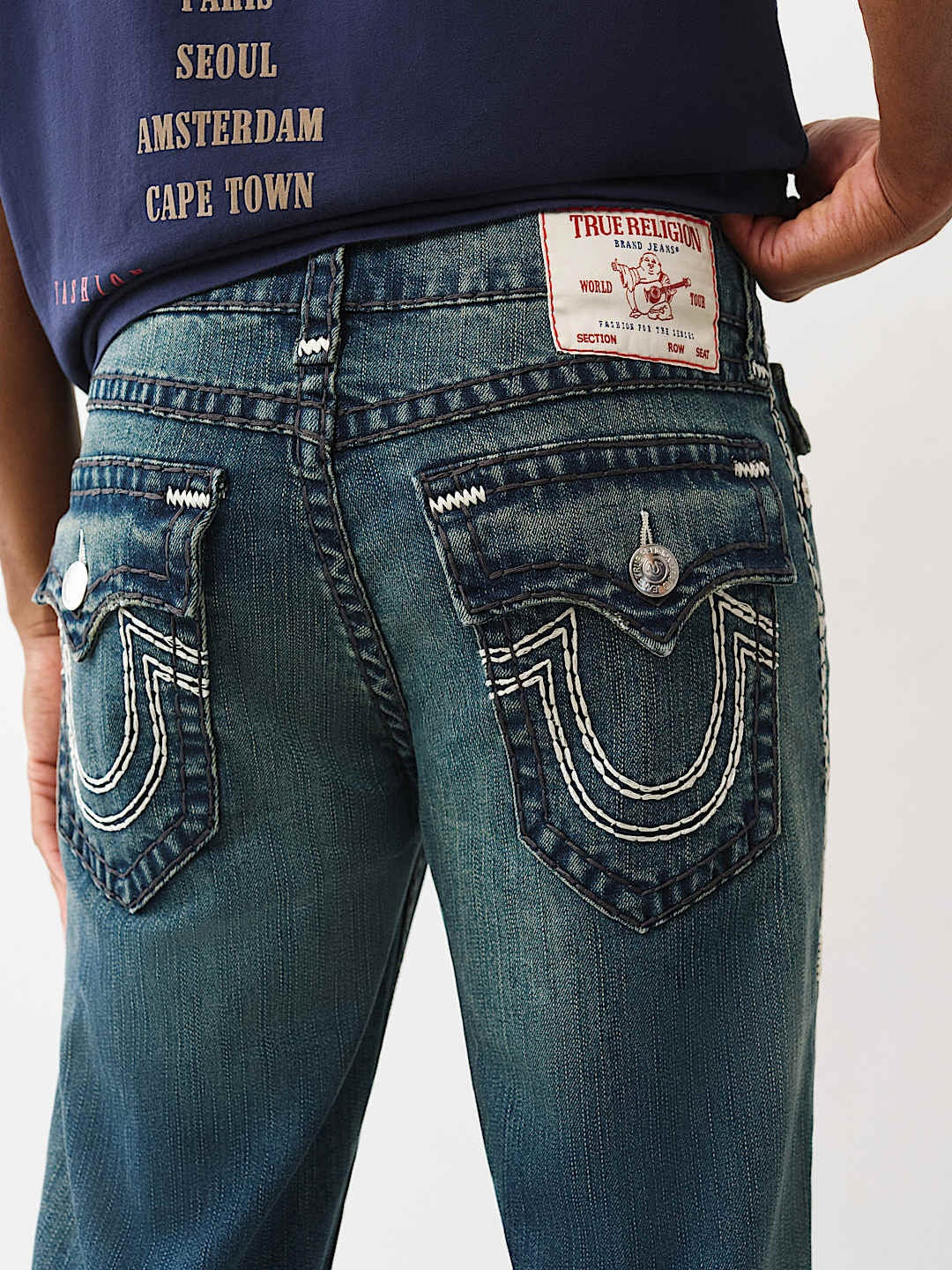 True Religion Item Ricky Super T Flap 34in Qt Hs Gotham Grind Dark Wash
