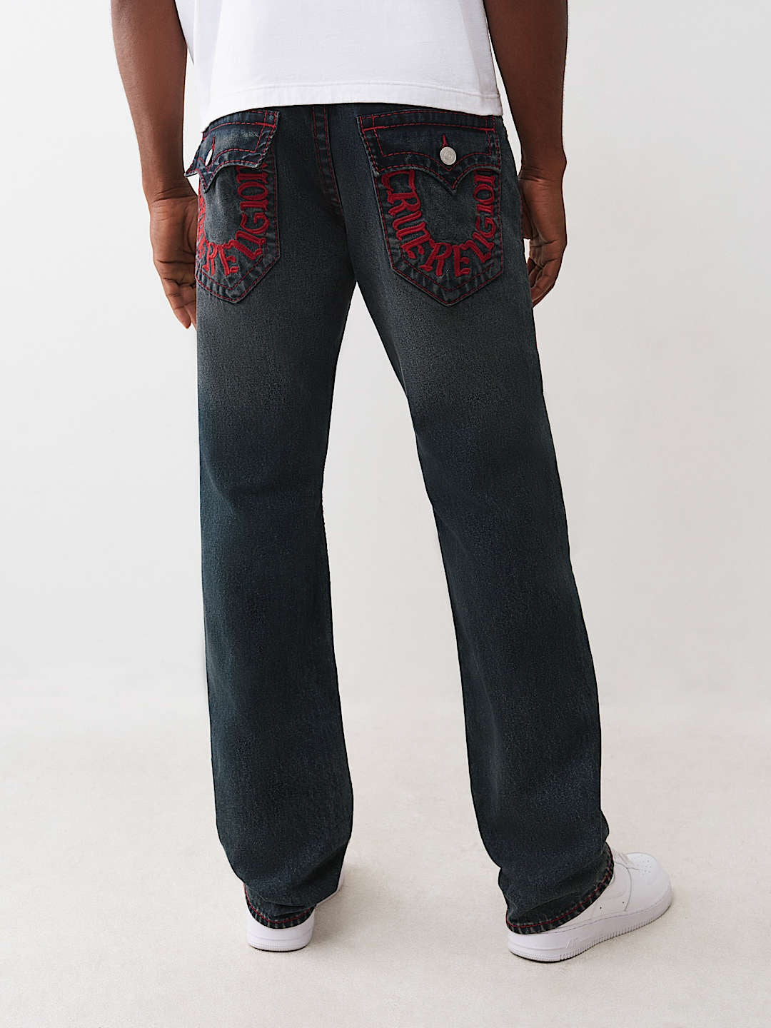 True Religion Jeans Ricky Big T Flp Tr Embro 34in Acoustic Session Blue Black Wash