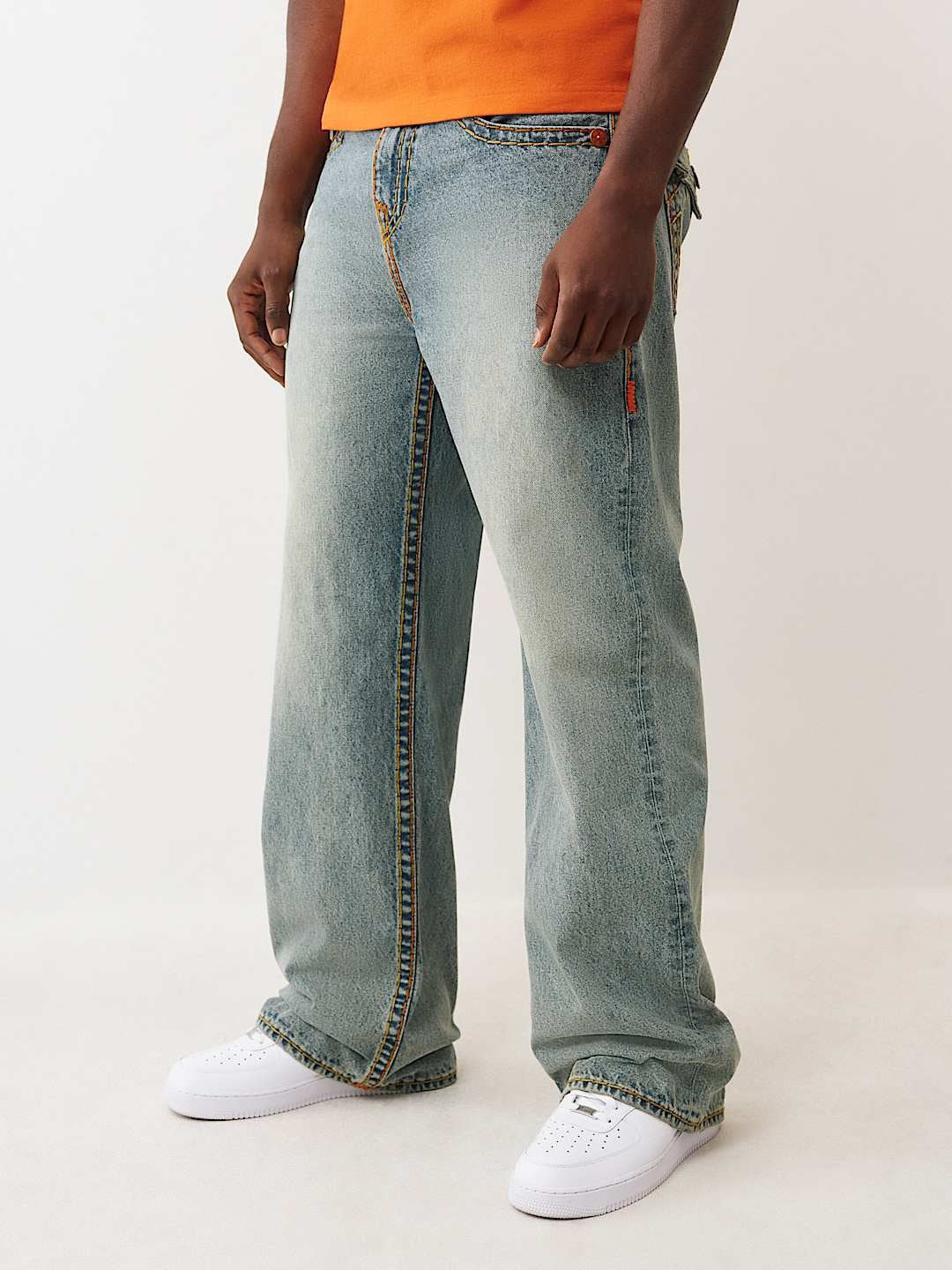 True Religion Jeans Vinny Super T Flap 34in Kelp Medium Wash