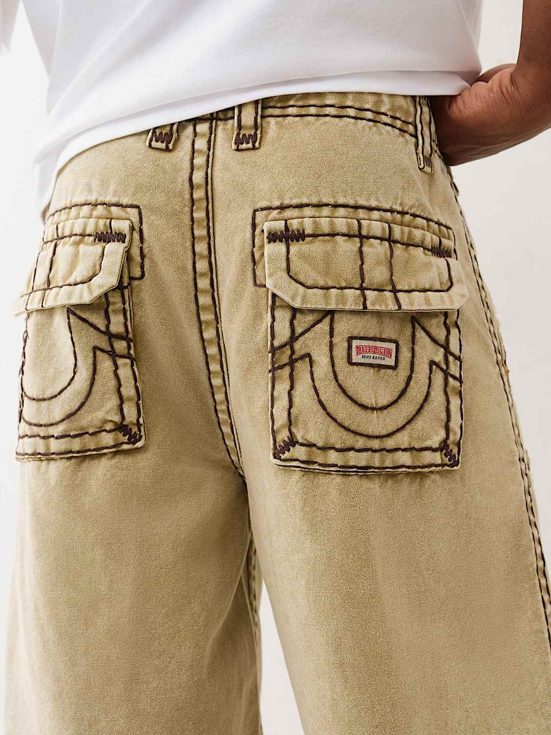 True Religion Baggy Pants Carpenter Super T Washed Canvas Travertine