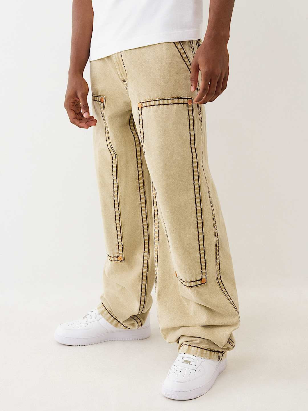 True Religion Baggy Pants Carpenter Super T Washed Canvas Travertine