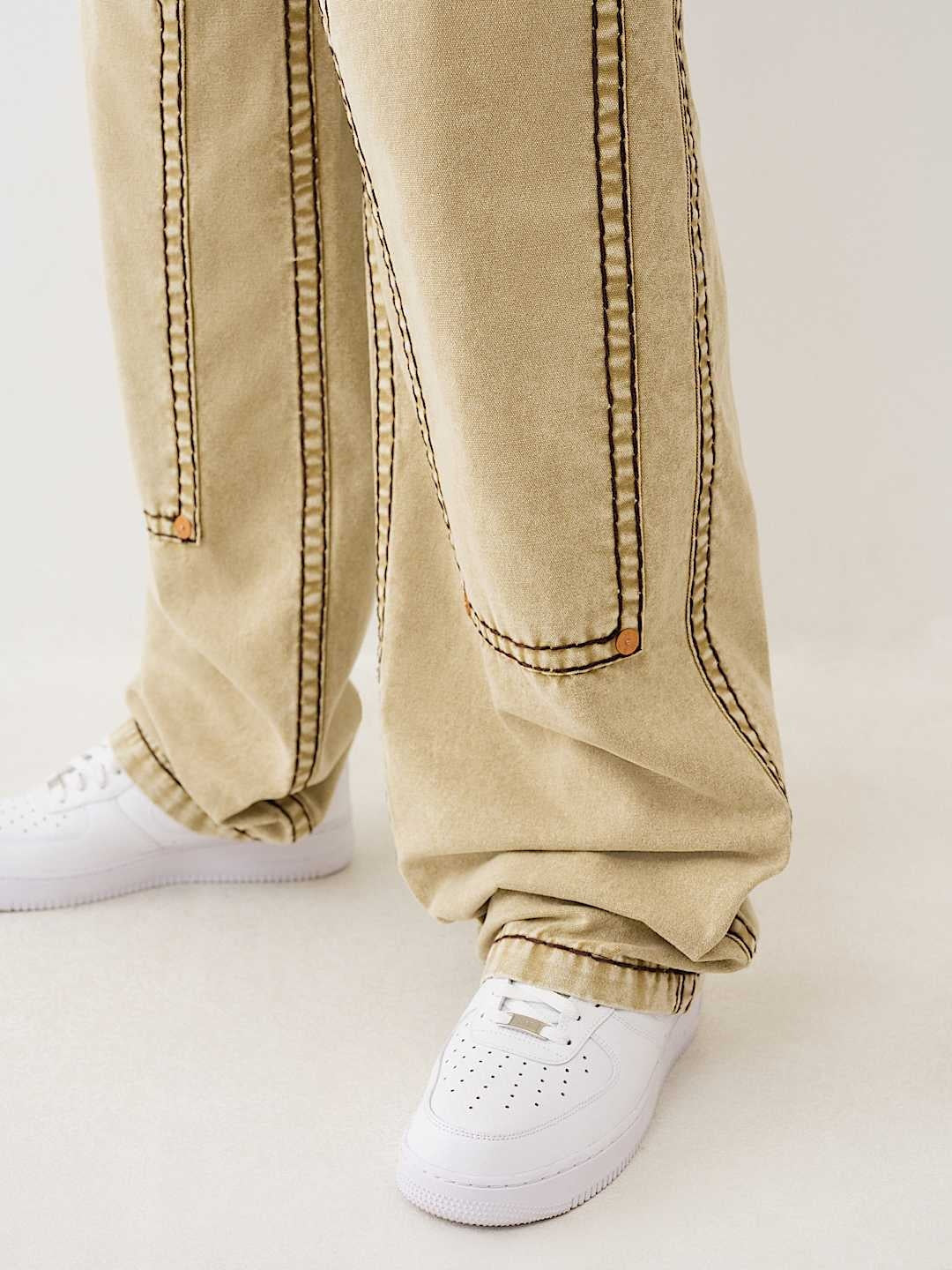 True Religion Baggy Pants Carpenter Super T Washed Canvas Travertine