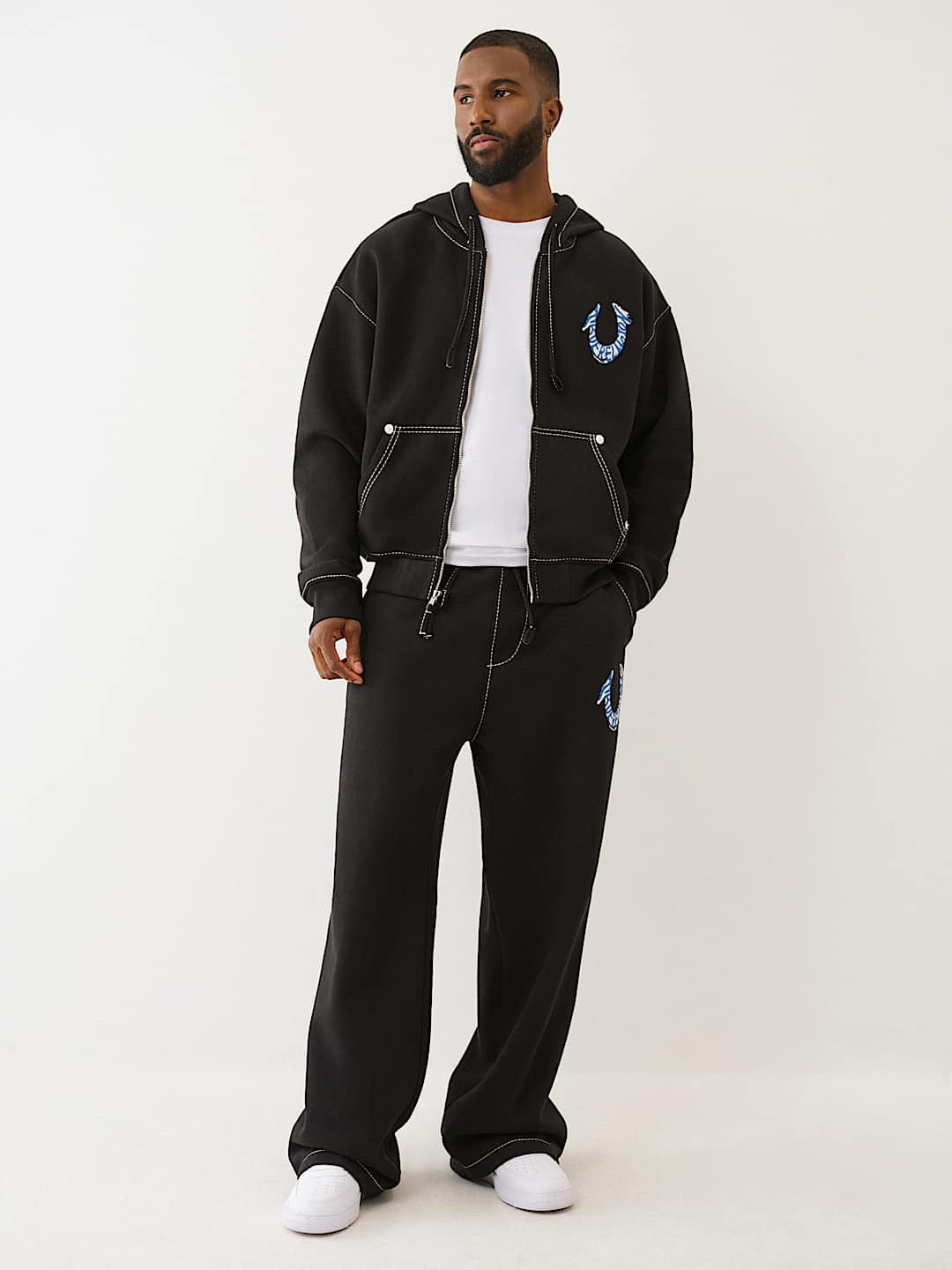 True Religion Sweatpants Hs Paint Big T Sweats Jet Black