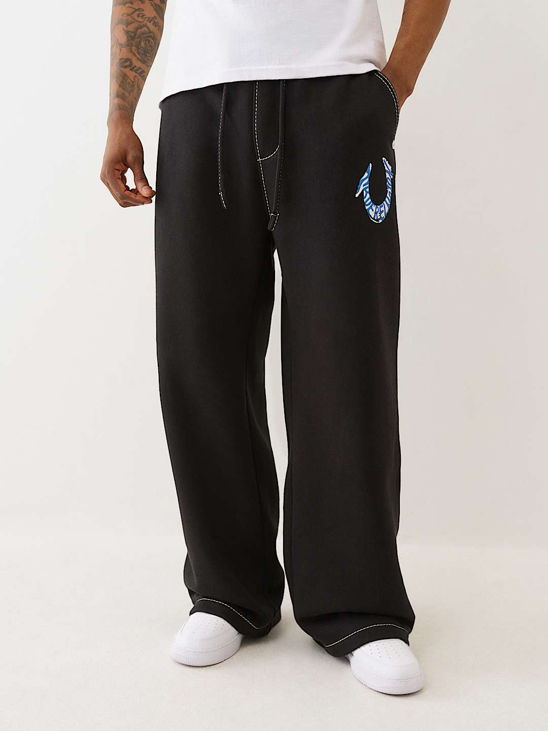 True Religion Sweatpants Hs Paint Big T Sweats Jet Black