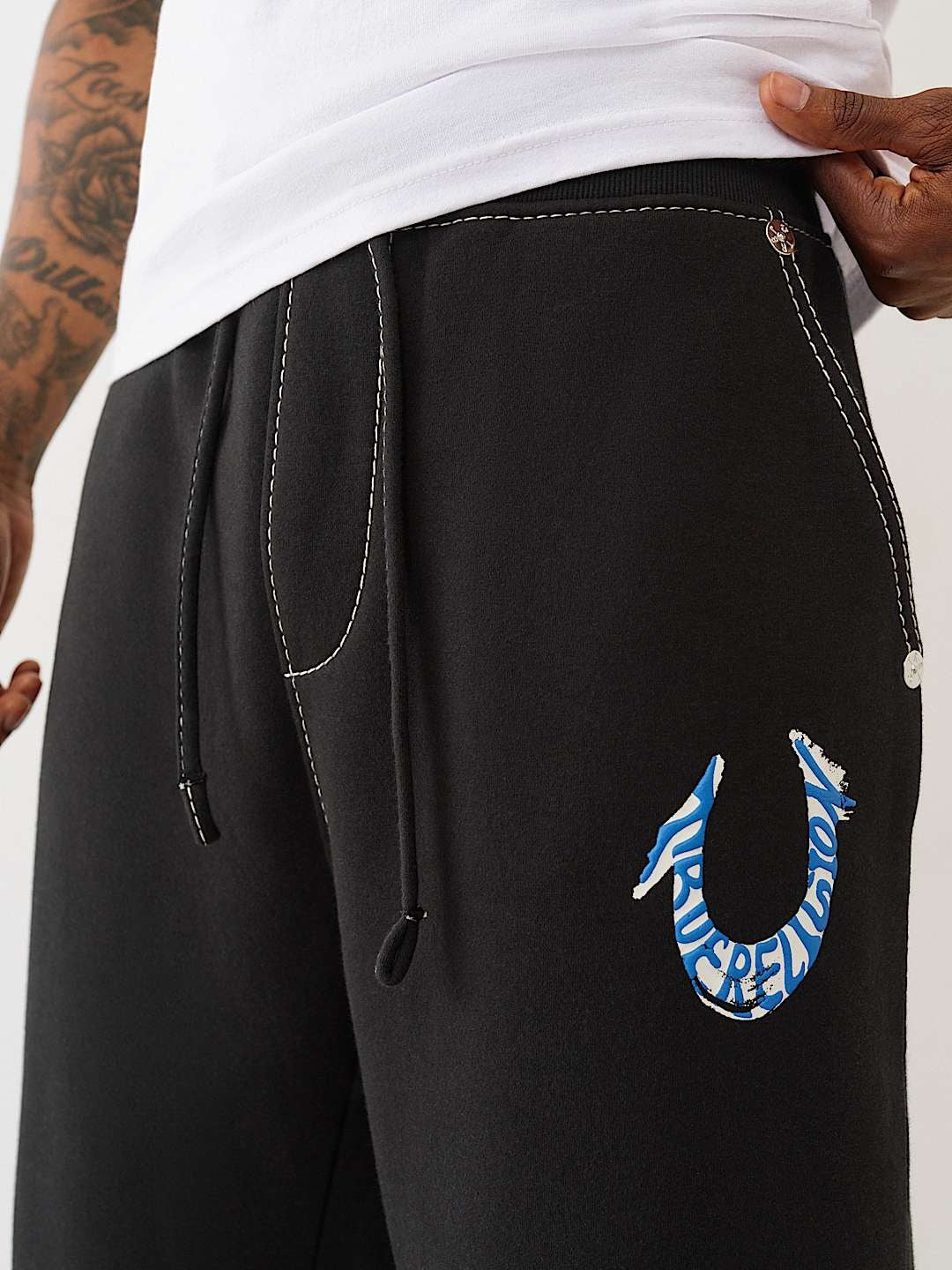 True Religion Sweatpants Hs Paint Big T Sweats Jet Black