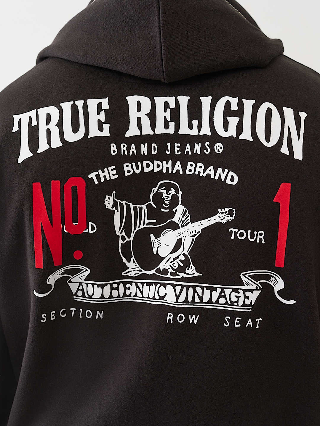 True Religion Hoodie No1 Big T Zip Up Jet Black