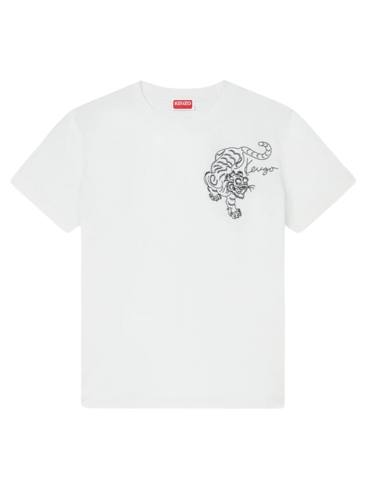 Kenzo Crew Ladies Embroidered Tiger White