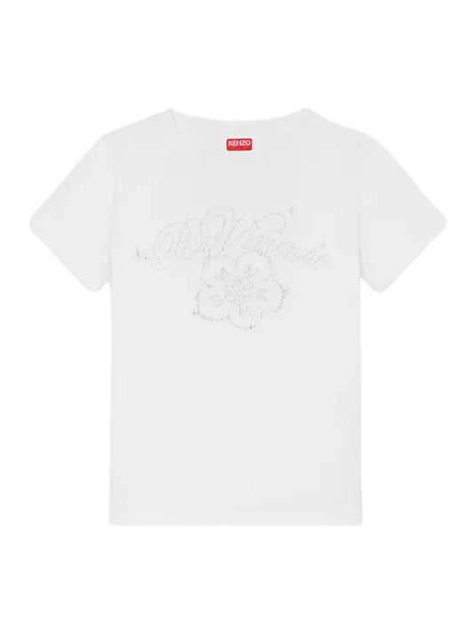Kenzo Crew Ladies Embroidered Boke Flower Off-White