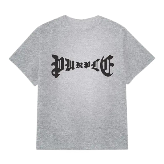 Purple T-Shirt Old English Logo Heather Grey