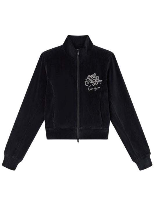 Kenzo Jacket Ladies Zip Up Logo Black
