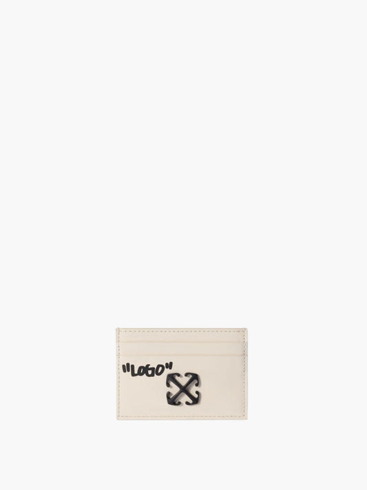 Off-White Cardholder Black Logo Cream