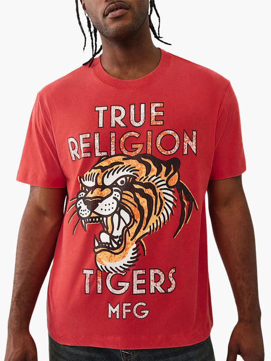 True Religion T-Shirt Mfg Tiger Vintage Trv Red