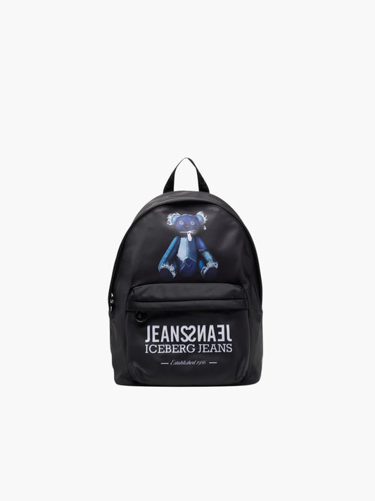 Iceberg Jeans Bag Teddy Print Black