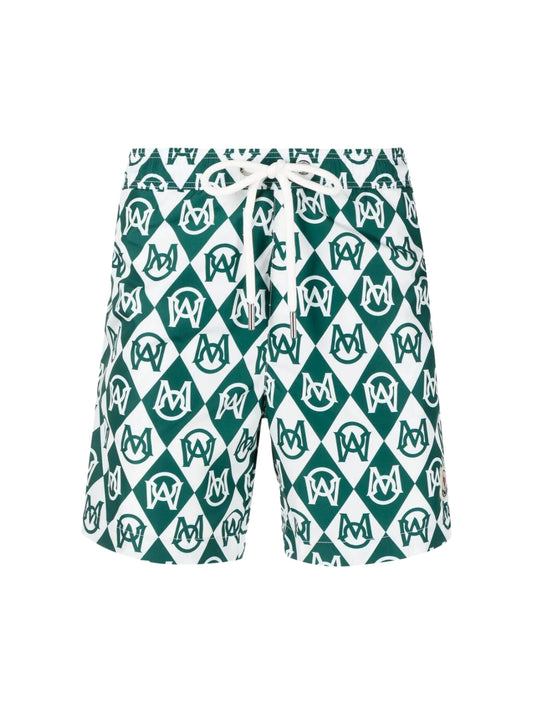 Moncler Shorts Monogram Logo Green-White