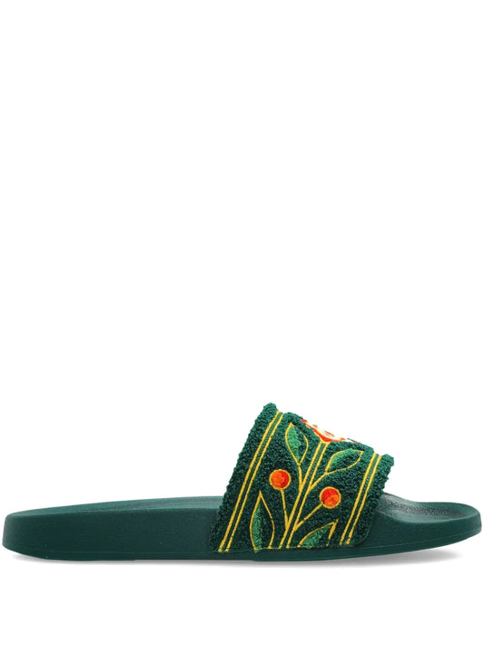 Casablanca Csl11 Embroidered Terry Slider Green