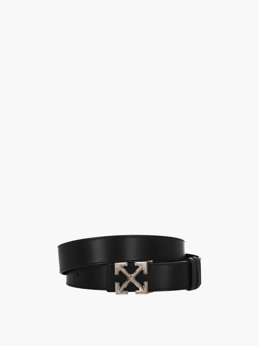 Off-White Belt Silver Buckle Logo Black