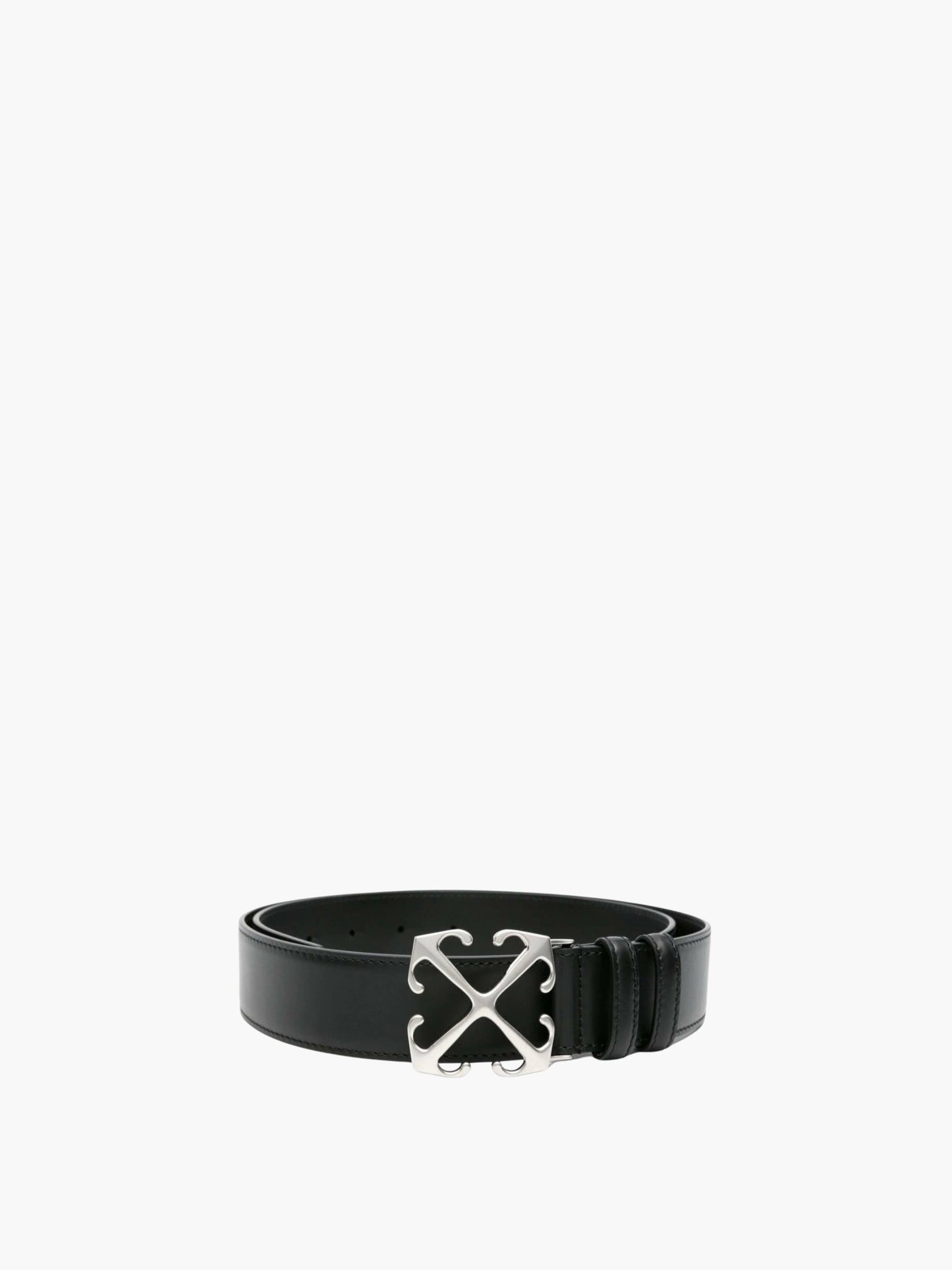 Off-White Belt Silver Buckle Logo Black
