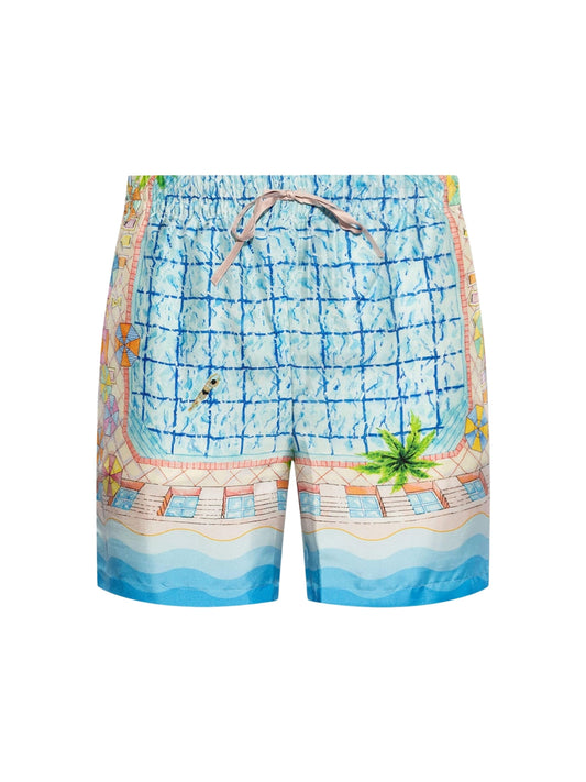 Casablanca Shorts Silk With Drawstrings Le Plongeon Blue