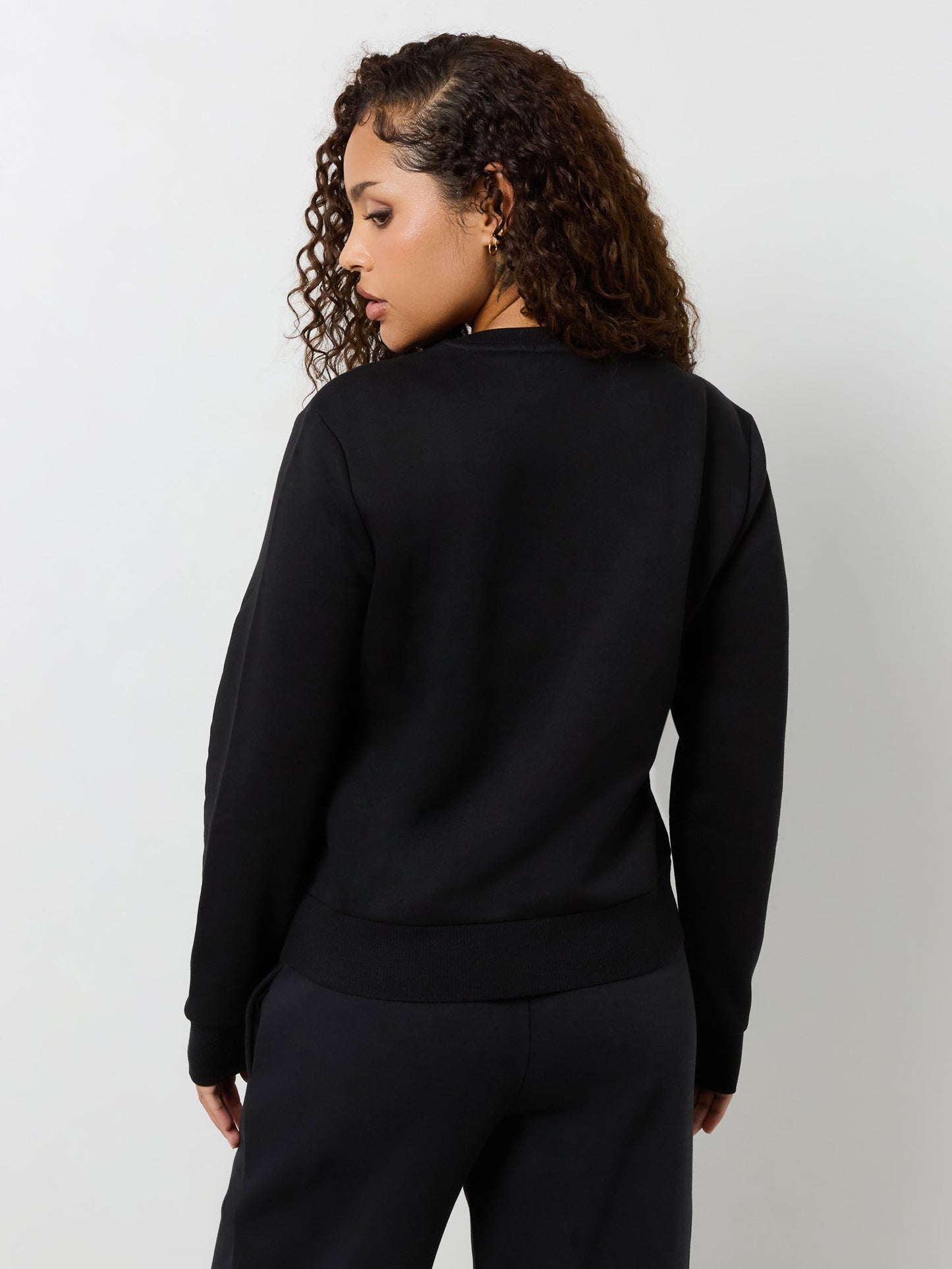 True Religion Crystal Logo Classic Crew Neck Jet Black