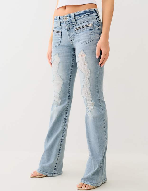 True Religion Front Zip Pkt Becca Mr Bootcut Polar Frost