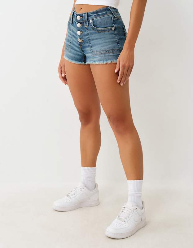 True Religion Button Up Mr Shorts Flap Caribbean Sky