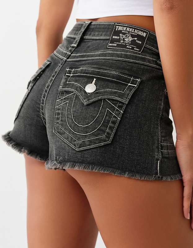 True Religion Button Up Mr Shorts Flap Lagoon Mist