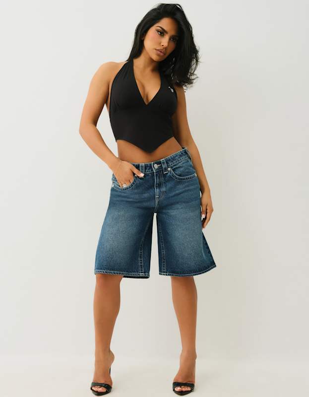 True Religion Hs Bandeau Halter Crop Top Jet Black