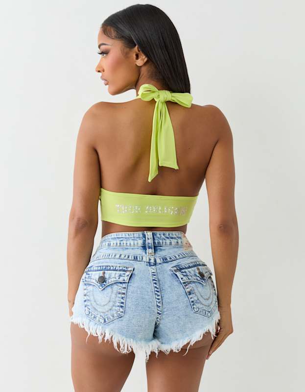 True Religion Hs Bandeau Halter Crop Top Daiquiri Green
