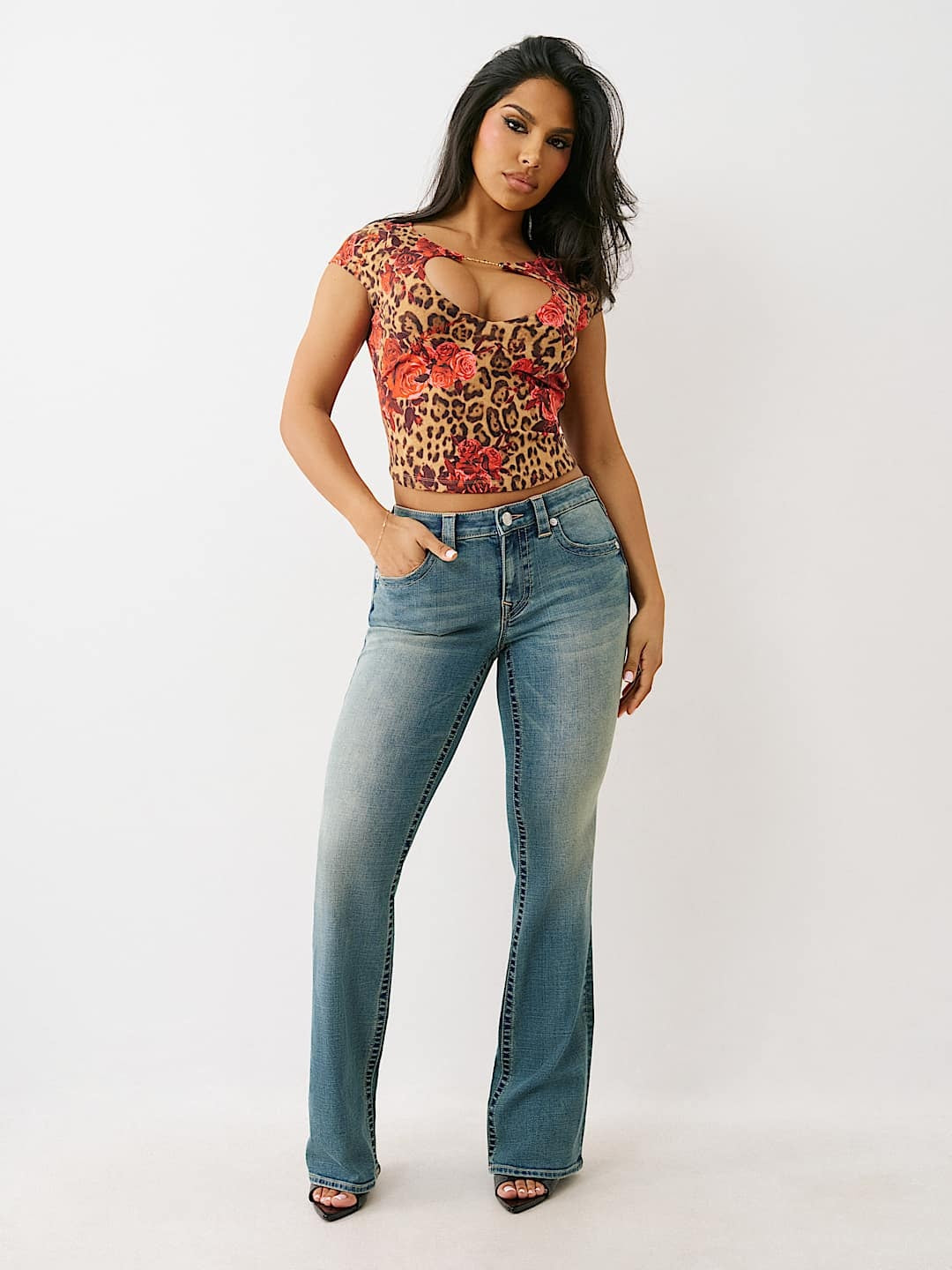 True Religion Jeans Becca Mr Bootcut Flap Lapis Light Wash