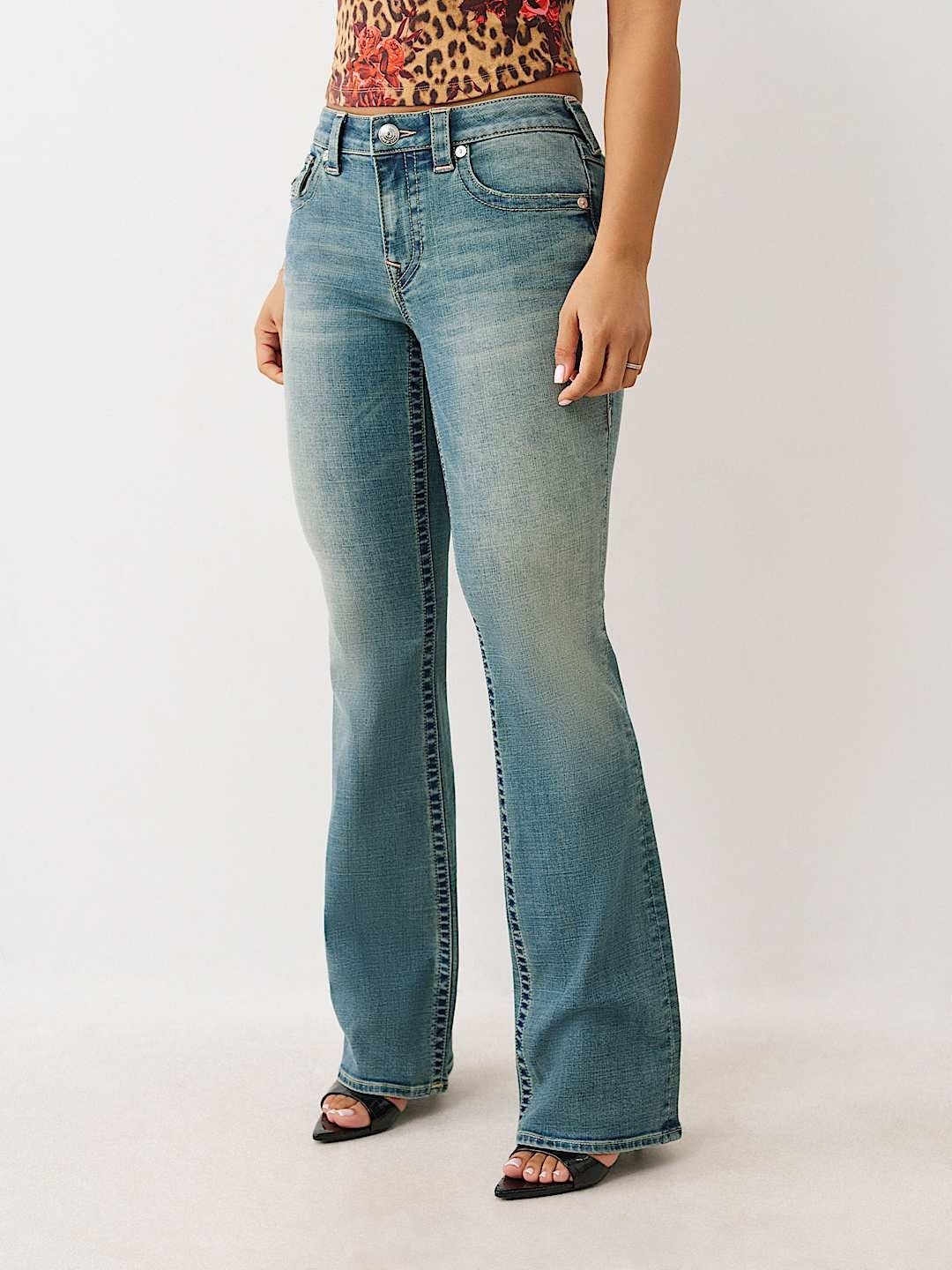 True Religion Jeans Becca Mr Bootcut Flap Lapis Light Wash