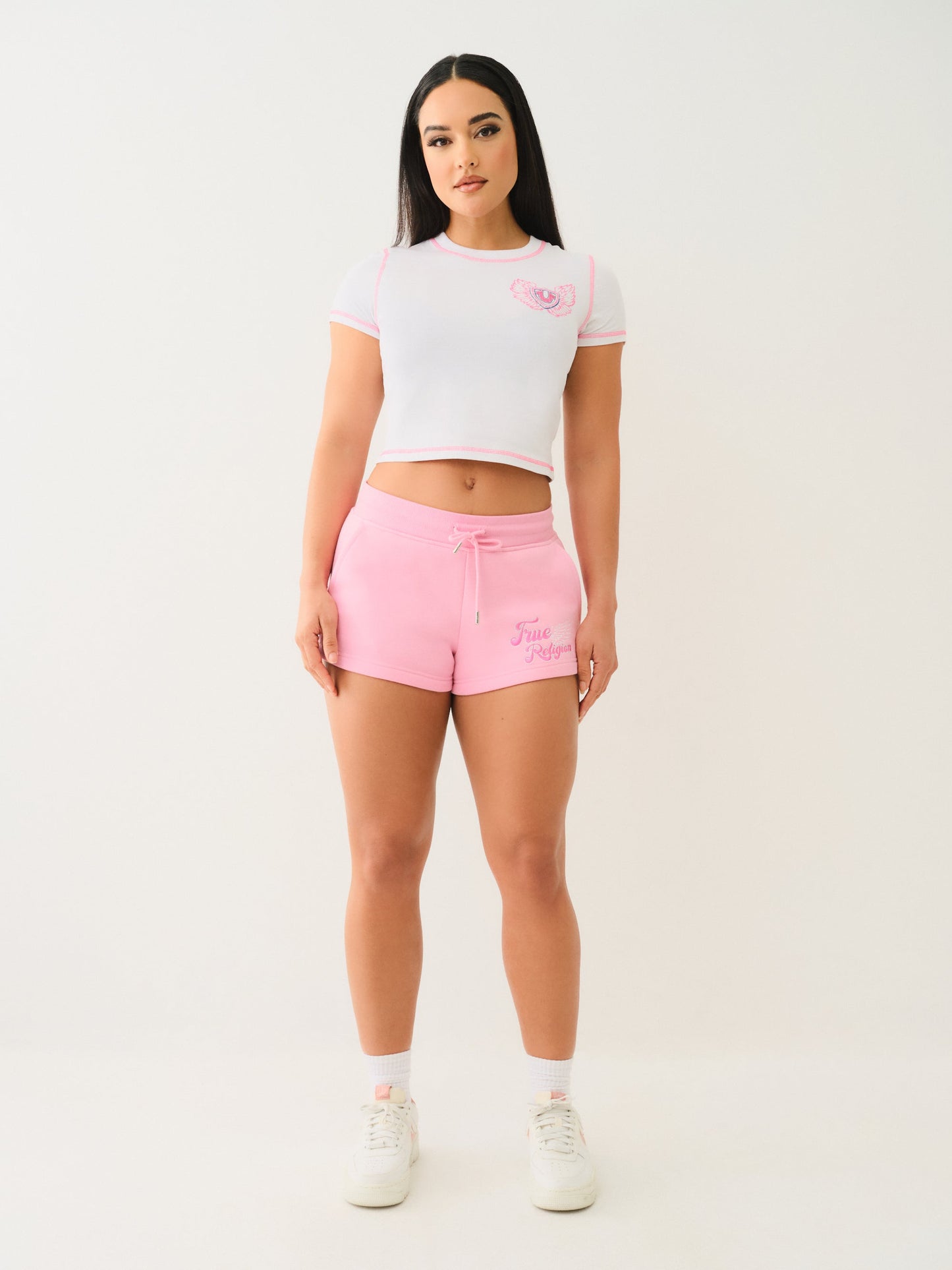 True Religion Crystal Wing Lounge Short Prism Pink